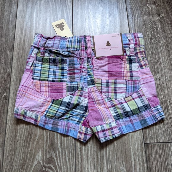 [KIDS 2/$40] NWT Baby Girl (12-18M) - GAP Madras Patchwork Shorts - Picture 4 of 5